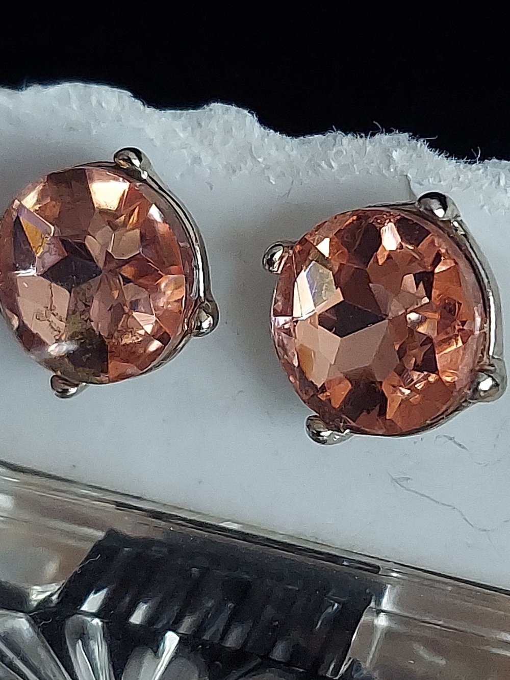 Vintage Peach Silver Studs Gorgeous. Big